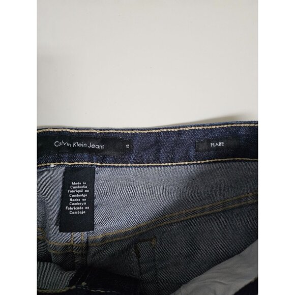 Calvin Klein Jeans Womens 12 Flare Blue Dark Wash Denim Stretch - Picture 5 of 6
